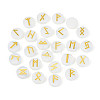 Brass Elder Futhark Alphabet Engraved Symbol Flat Round Opalite Rune Stones G-I373-01O-2