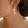 Fashionable Brass Coin with Round Tassel Hoop Earrings JS4120-1