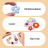 19Pcs 19 Styles Flower Food Grade Eco-Friendly Silicone Focal Beads SIL-BT0001-05-4
