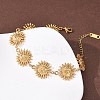 Textured  304 Stainless Steel Sun Link Chain Bracelets for Women BJEW-K293-06C-G-3