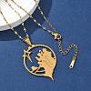 201 Stainless Steel Hollow Star with Prayer Pendant Necklaces for Ramadan & Eid Mubarak NJEW-D318-04G-3