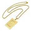 201 Stainless Steel Box Chain Rectangle with Muslim Islam Allah Pendant Necklaces LS-NJEW-M008-04G-2