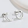 304 Stainless Steel Moon Stud Earrings EJEW-G384-03A-P-1