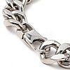 304 Stainless Steel Rhombus with Cross Link Bracelet with Curb Chains for Men Women BJEW-E009-21P-4