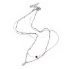 304 Stainless Steel & Dyed Natural White Jade Feather Pendant Double Layer Necklaces for Women NJEW-A045-20P-4