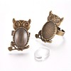 Vintage Adjustable Iron Owl Finger Ring Settings and Alloy Cabochon Bezel Settings FIND-X0010-02AB-4