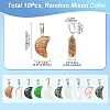 10Pcs Moon Natural & Synthetic Mixed Gemstone Pendants G-YW0002-21-3