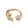 Deer Brass Pave Clear Cubic Zirconia Cuff Cup Peg Ring Settings KK-NH0007-09G-2