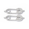 Eco-Friendly Rack Plating Brass Micro Pave Clear Cubic Zirconia Connector Charms KK-F845-05P-2