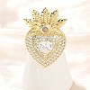 Brass Micro Pave Clear Cubic Zirconia Cuff Rings RJEW-P155-04A-G-1