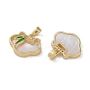 Brass & Shell & Clear Cubic Zirconia Charms KK-G497-18G-2