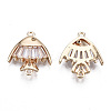 Brass Micro Pave Clear Cubic Zirconia Links Connectors KK-S359-160-RS-2