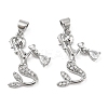 Brass Micro Pave Clear Cubic Zirconia Pendants ZIRC-L077-043P-1