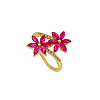 Flower Brass Micro Pave Cubic Zirconia Finger Rings for Women FS-WGC33AC-01-5