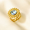 304 Stainless Steel with Natural Shell Cuff Open Rings for Women PR1081-4-1