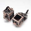 Carved Cube Rack Plating Brass Prayer Box Pendants KK-L101-21-2