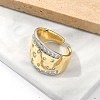 Brass Micro Pave Clear Cubic Zirconia Cuff Rings for Women RJEW-U041-23G-3