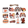 12Pcs UV Single Face Printed Wood Pendant Decorations WOOD-N020-36-1