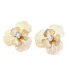 Flower Brass Micro Pave Cubic Zirconia Stud Earrings EJEW-F391-07G-01-4