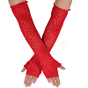Spider Web Polyester & Spandex Long Fingerless Gloves for Women AJEW-WH20007-89B-1