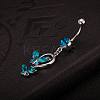 Piercing Jewelry Real Platinum Plated Brass Rhinestone Double Butterfly Navel Ring Belly Rings AJEW-EE0001-41B-3