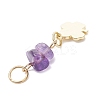 9Pcs 9 Styles Natural Mixed Stone Chip with Brass Clover Pendants PALLOY-JF04673-5