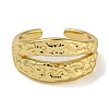 Textured Brass Double Layer Open Cuff Rings for Women RJEW-Z050-02G-2