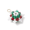 5Pcs 5 Colors Glass Seed Beaded Snowflake Pendants PALLOY-MZ00815-4