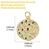 1Pc Brass Micro Pave Colorful Cubic Zirconia Pendants ZIRC-YW0001-18-1