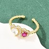 Brass Micro Pave Cubic Zirconia Cuff Open Rings for Women RJEW-C153-04G-02-2