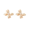 Brass Pave Clear Glass Connector Charms KK-N254-58G-1