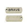 Tibetan Style Alloy Rectangle with Word Brave Pendants TIBEP-Q043-061-RS-1