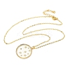 Brass Micro Pave Clear Cubic Zirconia Enamel Flat Round Moon Pendant Necklaces for Women NJEW-S449-03C-G-4