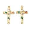 Brass Pave Colorful Cubic Zirconia Cross Links KK-G544-21G-1