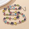 Brass Micro Pave Colorful Cubic Zirconia Link Chain Necklaces NJEW-M089-01P-5