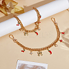 2Pcs Alloy Enamel Red Hot Pepper Mushroom Charm Aluminum Curb Chain Bag Decorative Chains HJEW-ME00050-3