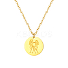 Stylish 304 Stainless Steel Flat Round Gemini Zodiac Pendant Necklaces for Women's Daily Wear UA3158-1-2