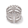 Non-Tarnish 304 Stainless Steel Heart Wrap Open Cuff Rings for Women RJEW-G285-53P-3