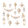 Beadthoven 16 Pcs 8 Styles Brass Micro Pave Cubic Zirconia Links Connectors & Pendants KK-BT0001-08-2