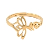 Ion Plating(IP) 304 Stainless Steel Hollow Lotus Adjustable Ring for Women RJEW-M149-32G-1