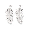 304 Stainless Steel Feather Pendants STAS-T069-37P-1