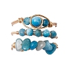 3Pcs Natural Mixed Stone Bead Finger Ring RJEW-JR00855-4
