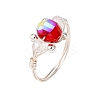 8Pcs Copper Wired Glass Finger Rings RJEW-JR00924-02-4