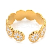 Daisy 304 Stainless Steel Enamel Open Cuff Ring for Women RJEW-Z041-02G-03-3