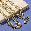 304 Stainless Steel Oval Heart Link Chain Necklaces for Women NJEW-B123-01G-3