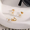 Fashion Stainless Steel Flower Cuff Rings & Stud Earrings Sets for Women WL9140-1-2
