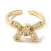 Bowknot Brass Micro Pave Clear Cubic Zirconia Open Cuff Rings for Women LS-RJEW-C098-08G-2