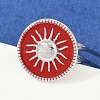 Flat Round with Sun Pattern 304 Stainless Steel Enamel Finger Rings for Women RJEW-G355-05P-02-1
