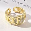 Brass Micro Pave Clear Cubic Zirconia Open Cuff Rings for Women RJEW-K289-02G-F-2