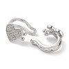 Heart Brass Micro Pave Cubic Zirconia Cuff Earrings for Women EJEW-E310-05P-2